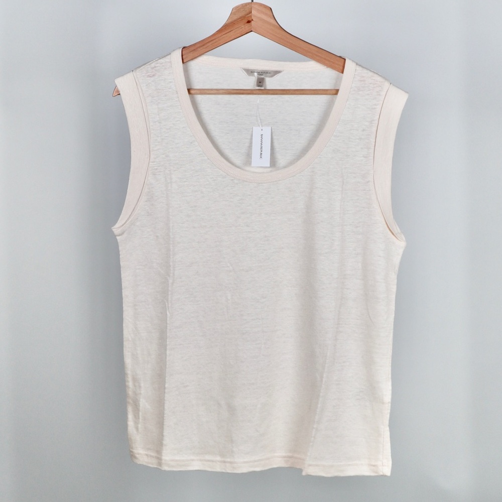 100% LINEN Classic White Sleeveless Top
